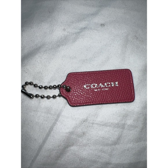 Coach Accessories - COACH 2" Hang Tag Fob Bag Charm Pink Raspberry Leather, Silver Ball Chain